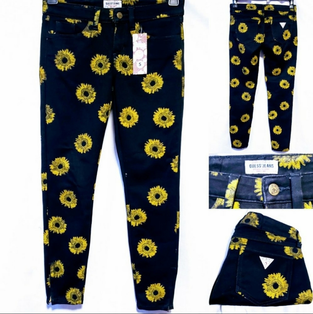 Guess Sunflower Print Skinny Jeans size 27